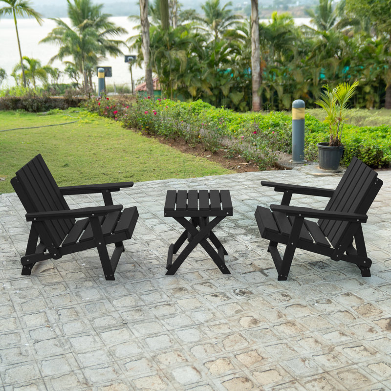 Amalfi Folding HDPE Outdoor Adirondack Chair, Black