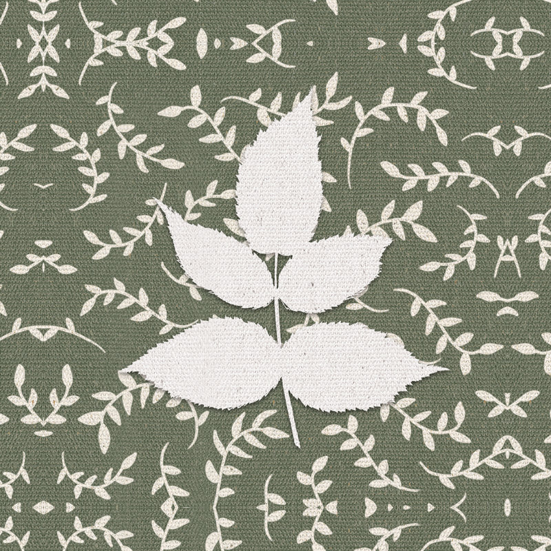 Dark Green Linen And Vines Leaf - Wrapped Canvas Painting, 76cm H x 76cm W x 3.8cm D