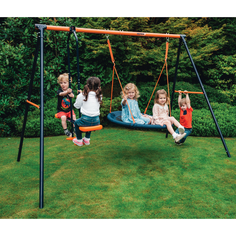 Freeport Park Powder Coated Steel Swing Set with