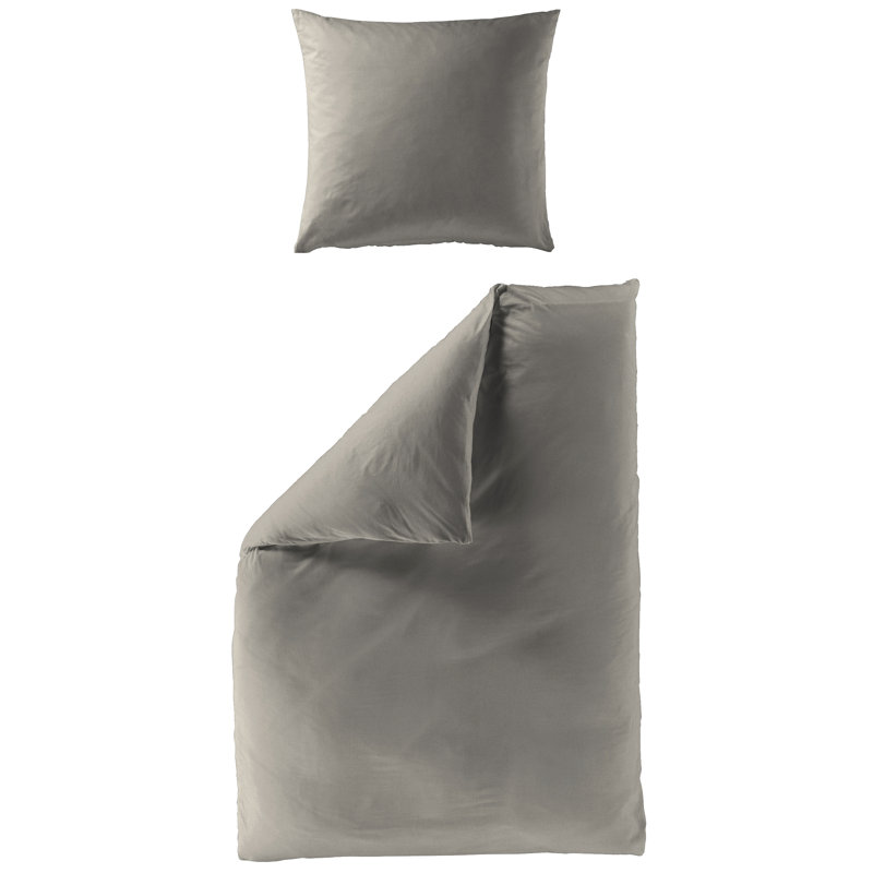 Cepeda Hypoallergenic Satin 206 TC Modern & Contemporary 2 Piece Duvet Cover Set, Taupe, 220 x 240 cm + 2x 40 x 80 cm