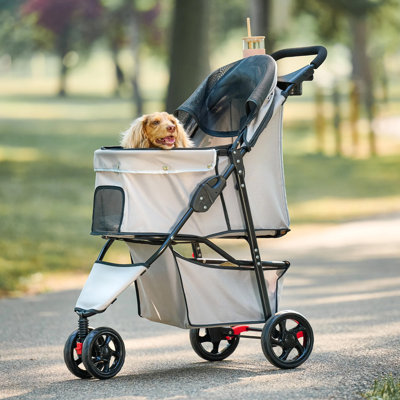 Carlson Pet Stroller, 360 Degree Front Wheel Swivel, Rear Wheel Breaks, Reflective Trim