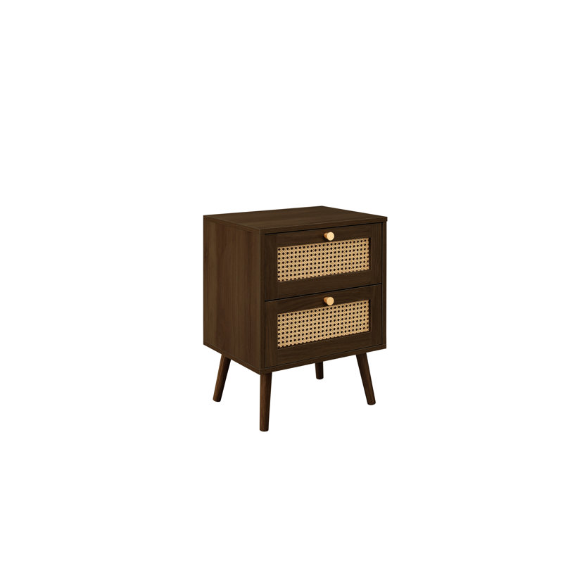 Noemi 2 Drawer Bedside Table, Walnut