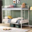 Lit superposé en métal blanc - choix de chambre à coucher moderne, configuration simple de lit simple peu encombrant, structure en acier promettant durabilité et stabilité, zone silencieuse, capacité de charge élevée, escalier sécuritaire-215427041