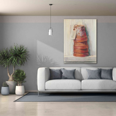«Faigy Terracotta Pots On Canvas» par Carol Rowan, reproduction