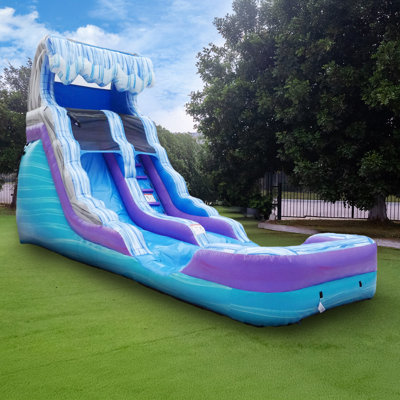 Herokiddo Ocean Wave 16' Commercial Grade Inflatable Water Slide With Attached Pool And Drainage For Kids And Adults (with Blower), Outdoor Indoor, Birthday Party, Rental Quality, Big Inflatable, All Seasons