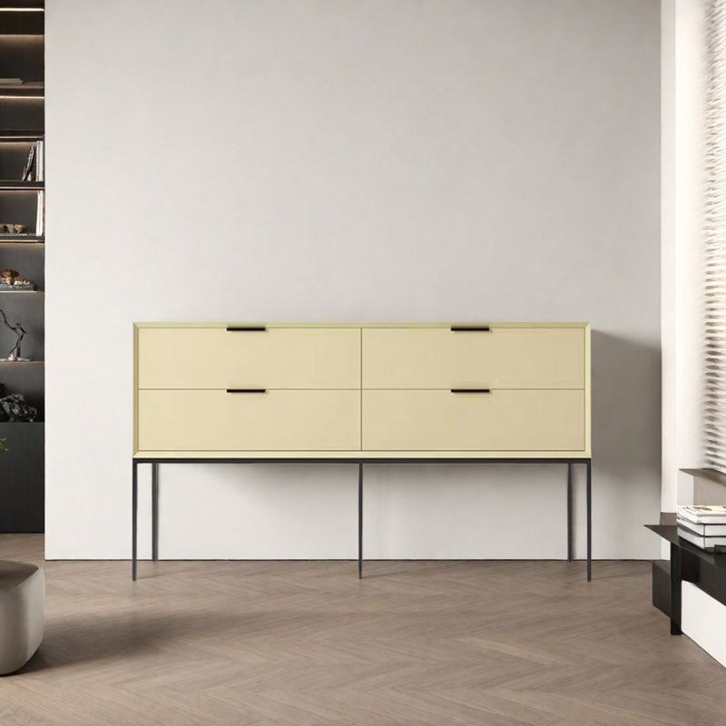 Modern Minimalist Practical Console Table, Cream Yellow, 31.5" H x 70.87" W x 15.75" D