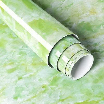 Green Marble Peel And Stick Wallpaper - Waterproof Self-Adhesive Vinyl Contact Paper For Countertops, Cabinets, And Walls - Easy To Apply And Remove For Home Decor
