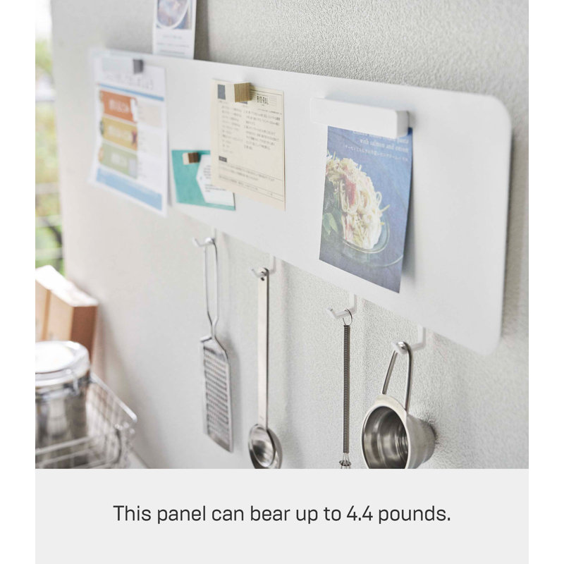 White Steel Wall-Mounted Magnetic Organizer with Hooks