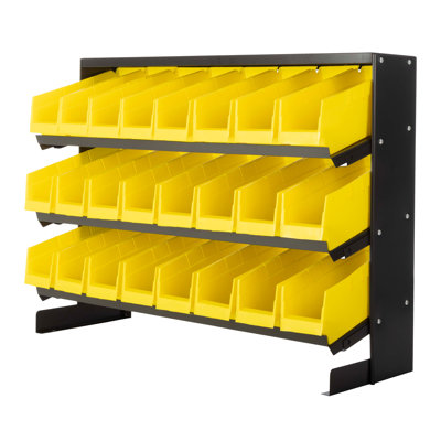 Stalwart Small Parts Organizer with Plastic Storage Bins - Powder-Coated Steel Rack with Removable Drawers for Garage Organization (Yellow)