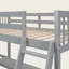 Lit mezzanine simple en forme de L avec 2 bureaux encastrés, structure en bois massif, lits simples, espace d'étude et de rangement - Conception moderne peu encombrante-1715531191