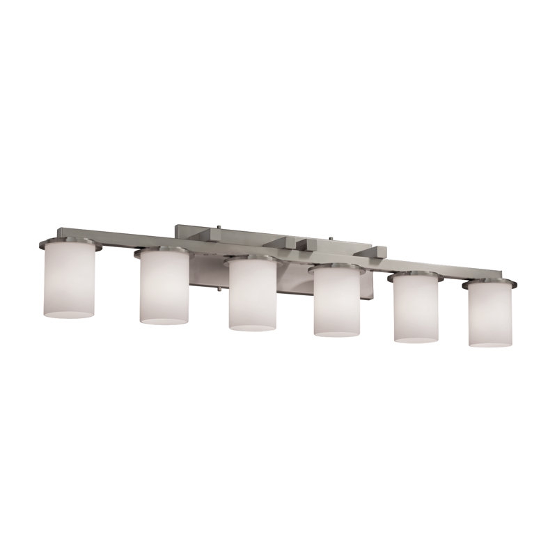 Donatello 6 - Light Dimmable Bath Bar, Opal White Glass, Brushed Nickel