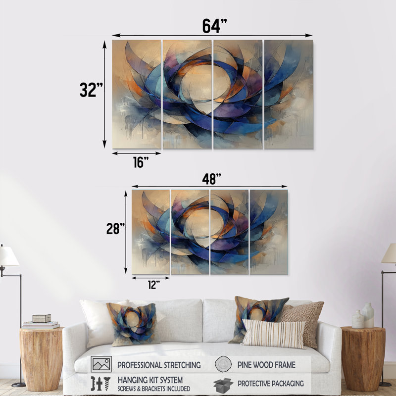 Kingstowne - couronne, art mural - décoration murale traditionnelle 4 pièces, H 32 po x l 64 po