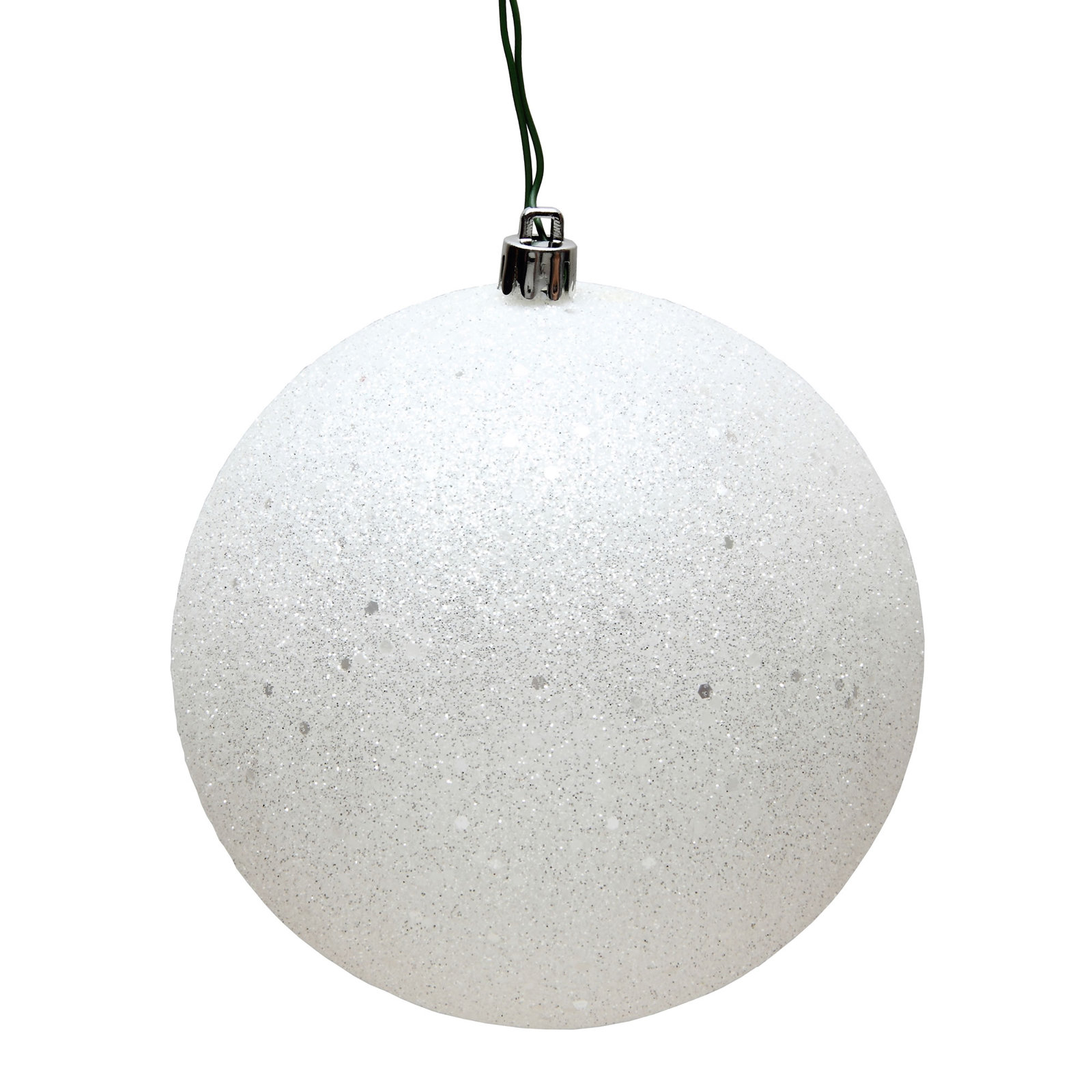 Holiday Décor Ball Ornament, 12" H x 12" W x 12" D, White Sequin