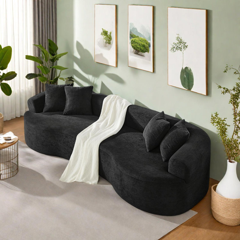 Canapé modulaire courbé moderne à 4 places Modern Cloud, aucun assemblage requis, Noir