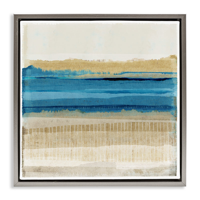 «Blue Daze Abstraction Floater», art mural sur toile par Flora Kouta, Cadre flottant gris lustré