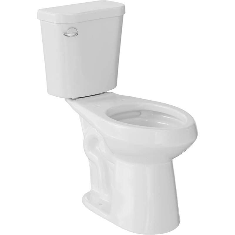 21" Comfort Height Elongated Two-Piece Toilet, Raised Seat, Ceramic Construction, Side Press-Flush, Lid Not Included
