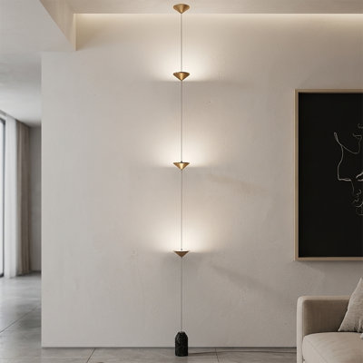 Brinnlee 1 - Light Golden LED Pendant Light Marble Linear Floor Lamp