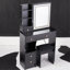 Petit meuble-lavabo de 29,2 po avec tabouret de bureau et tabouret rembourré à gauche 29,5 po, grande commande tactile, interrupteur tricolore, miroir à luminosité réglable, rangement à grande capacité, convient aux petits espaces-99572877