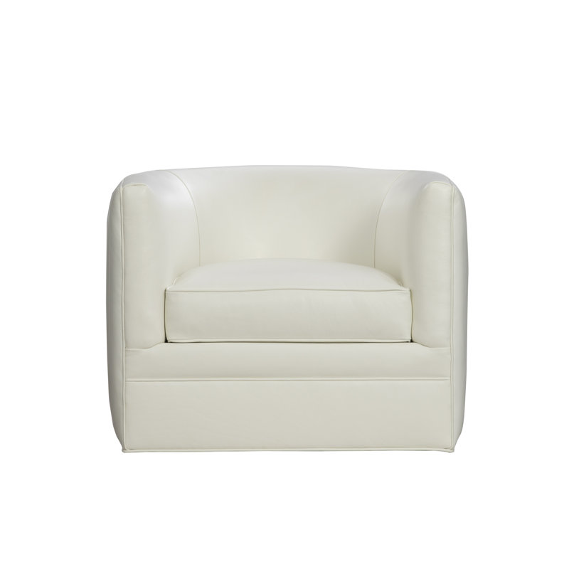 Fauteuil d'appoint pivotant en cuir véritable Prieta, Cuir véritable ivoire