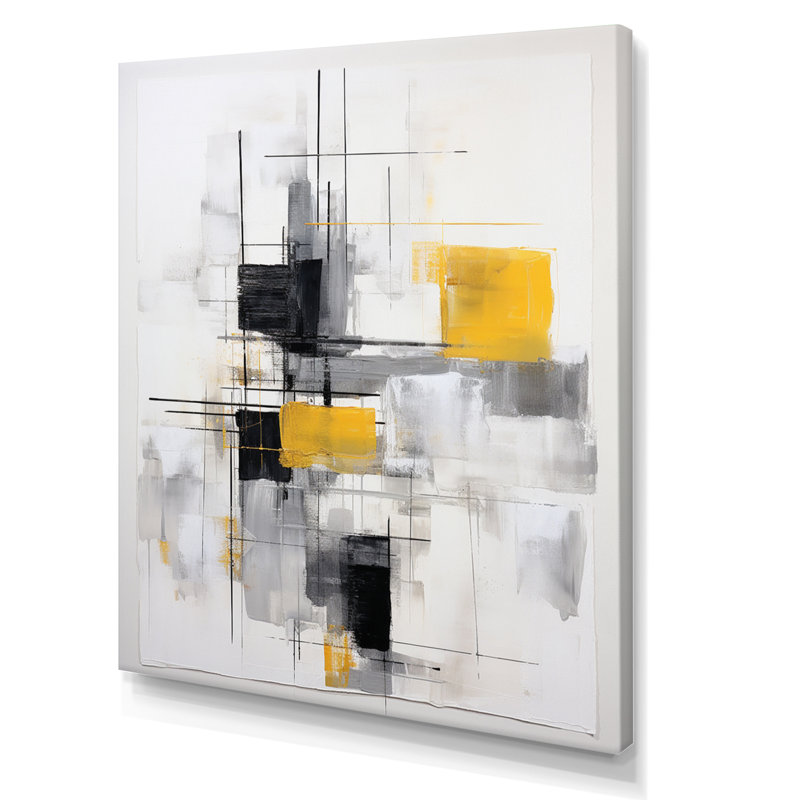 «Freedia» gris jaune, minimalisme pureté de la forme II sur toile, H 32 po x l 24 po x P 1 po, Toile tendue