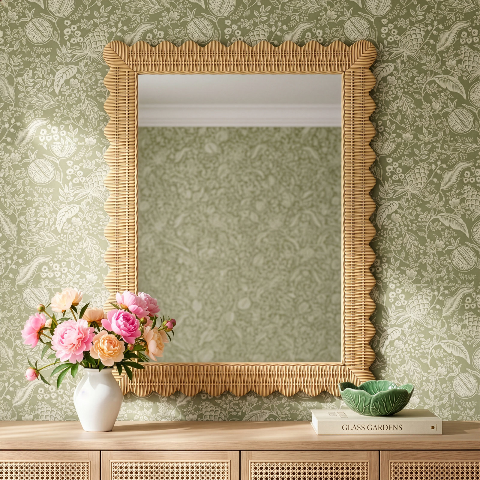 Lacie Rattan Rectangle Wall Mirror, Natural