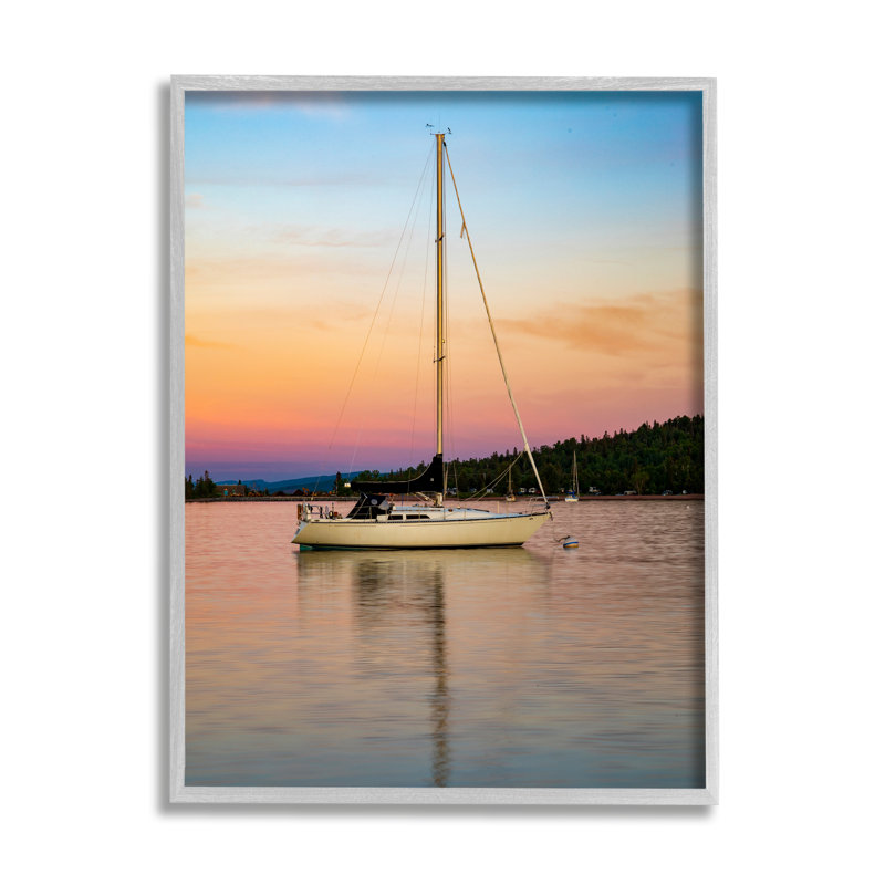 Stupell Industries, coucher de soleil sur un bateau encadré, art numérique par Daniel Sproul, H 30 po x l 24 po x P 1,5 po