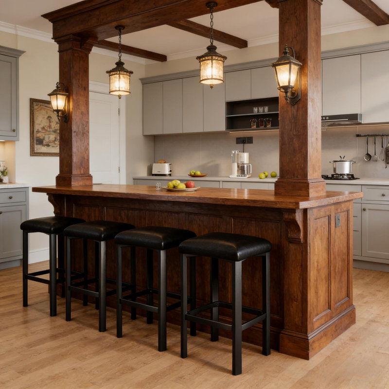 Ensemble de 4 tabourets de bar 24 po avec revêtement en similicuir épais pour îlot de cuisine, 4, Noir