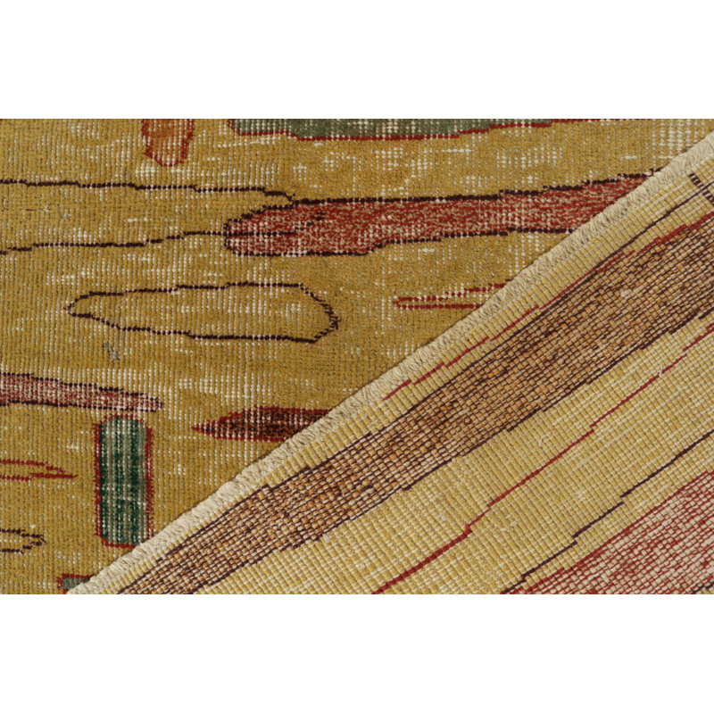 Pasha Wool Abstract Area Rug in Gold/Pink/Red