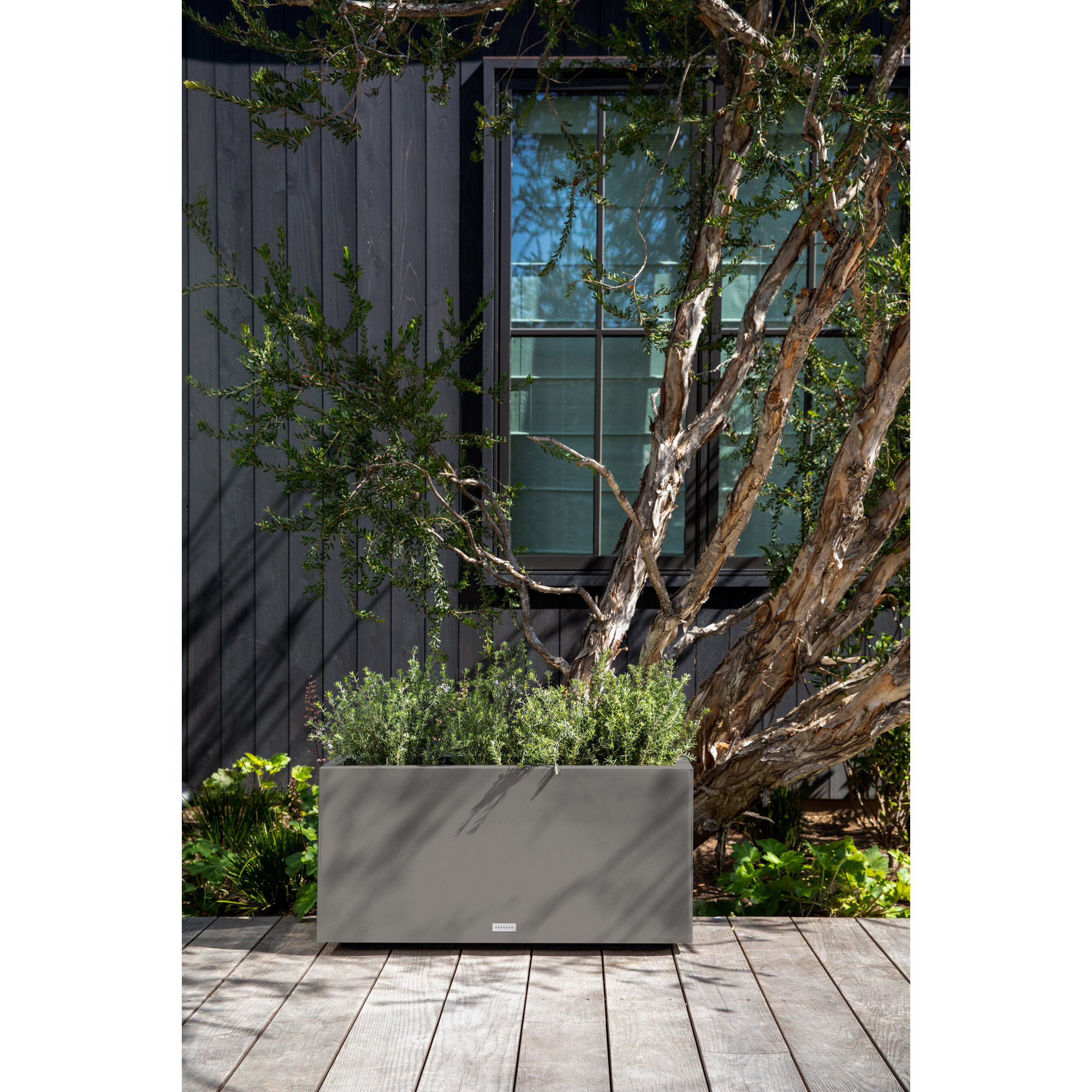 Block Series Long Box Planter, 16” H x 32” W x 10” D, Gray