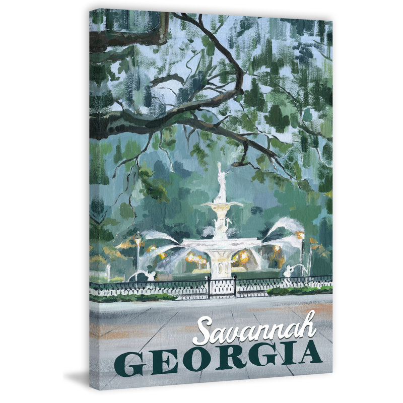 Forsyth Park Fountain in Savannah - impression sur toile tendue, H 12 po x l 8 po x P 1,5 po