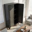 Armoire de rangement en métal 61 po avec 2 portes incurvées et tablettes réglables - Armoire haute pour chambre à coucher, salon et bureau-985163562-985163556