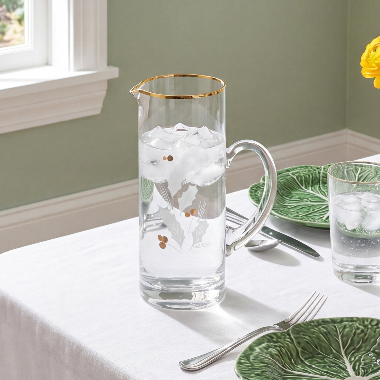 Holiday Gold Glass Pitcher