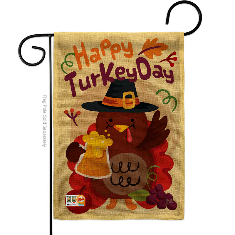Drapeau de jardin en polyester 18,5 po x 13 po Garo Happy Day, Brun, Toile de jute