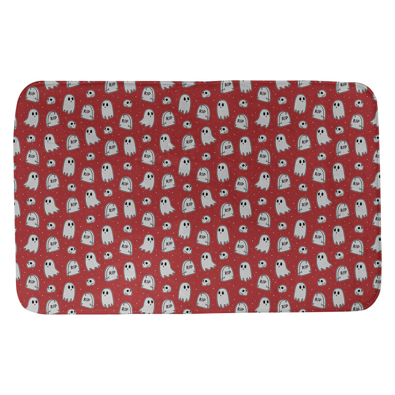Tapis pour salle de bain ghost Avicia, l 17 po x L 24 po, Rouge