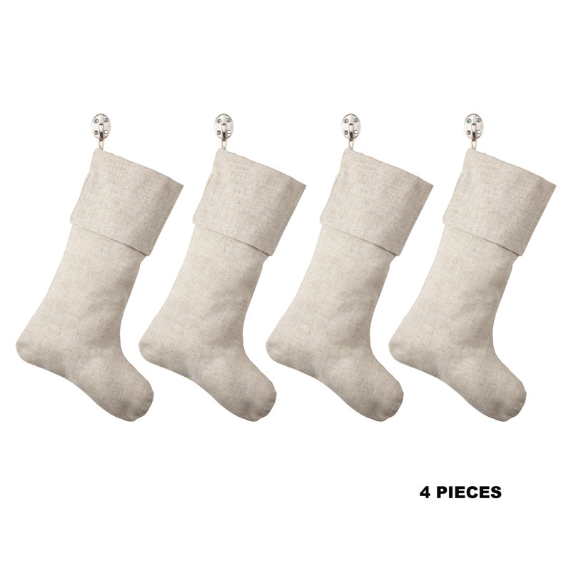 Chaussette de Noël d'inspiration toscane, H 15 po x l 7 po x P 4 po, Natural