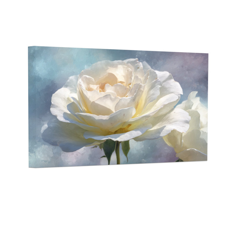 Plantes et fleurs - Motif floral rose blanc doux, H 12 po x l 18 po
