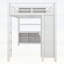 Lit mezzanine en métal pleine grandeur avec armoire, bureau en L et rangements, pour un gain d'espace et une utilisation multifonctionnelle-76393903