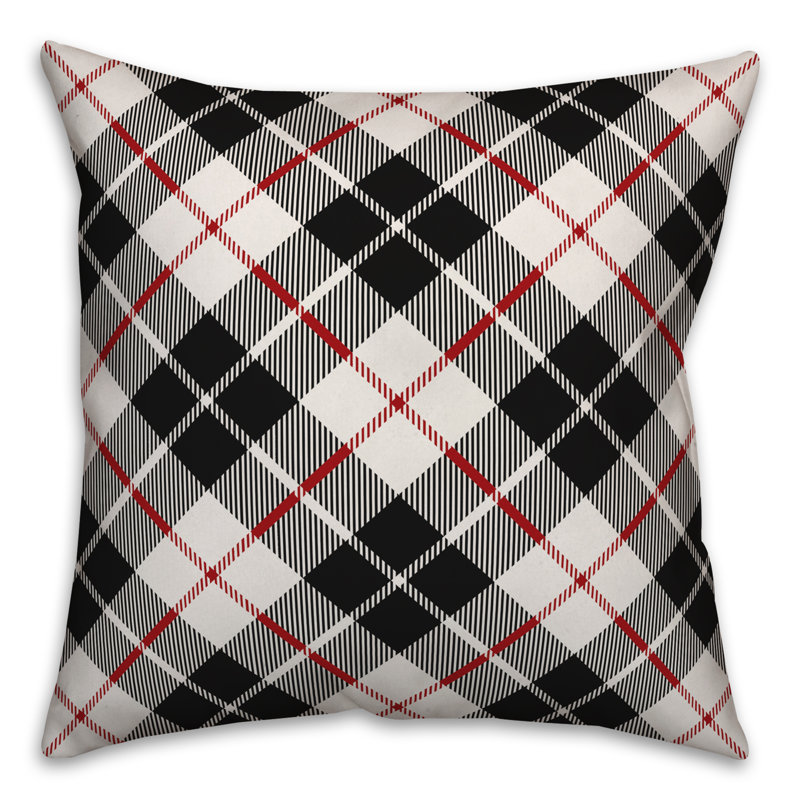  Coussin Christmas, 18 po x 18 po, Intérieur, Noir / Blanc