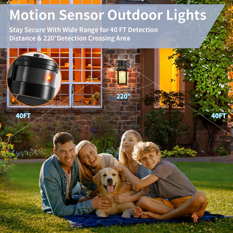 Motion Sensor Outdoor Wall Lights, Porch Light Outdoor 3 Lighting Modes, Dusk to Dawn Exterior Light Fixture, Waterproof, Outside Lights for House Front Door Patio Garage 2 Pack