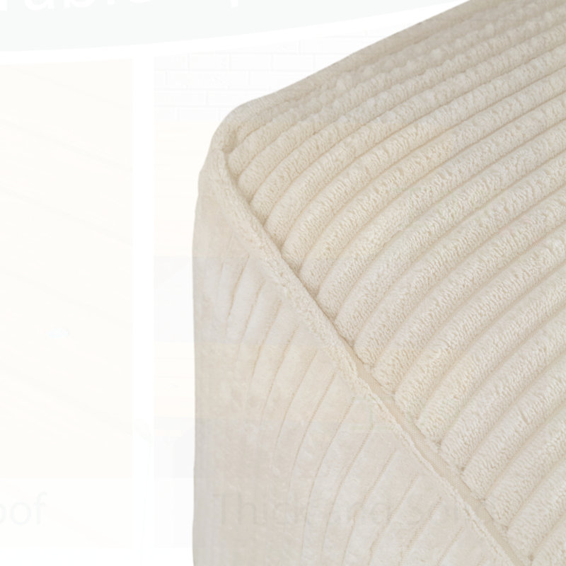 Upholstered Square Ottoman,Beige,Corduroy, Beige Corduroy