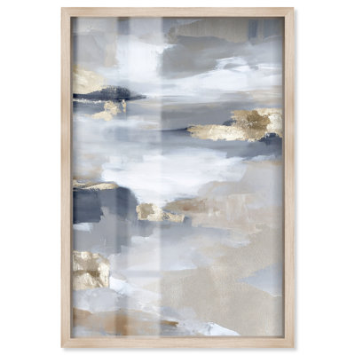 Estampe encadrée « Gilded Ash I », œuvre abstraite dorée par Art Remedy, cadre blond, 10 x 15