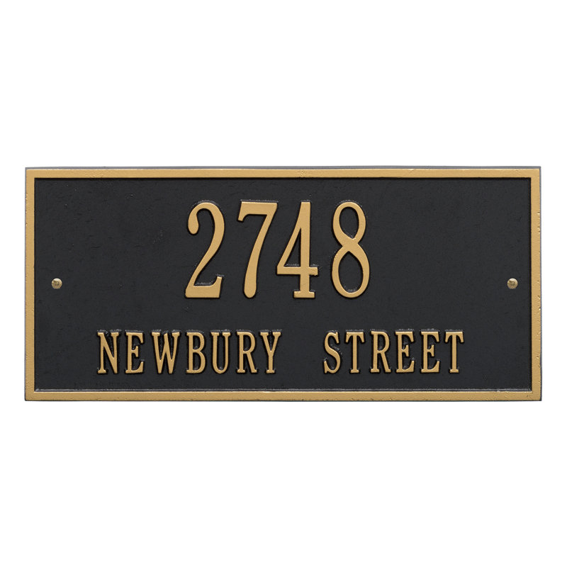 Hartford 2-Line Wall Address Plaque, Yes, Black and Gold