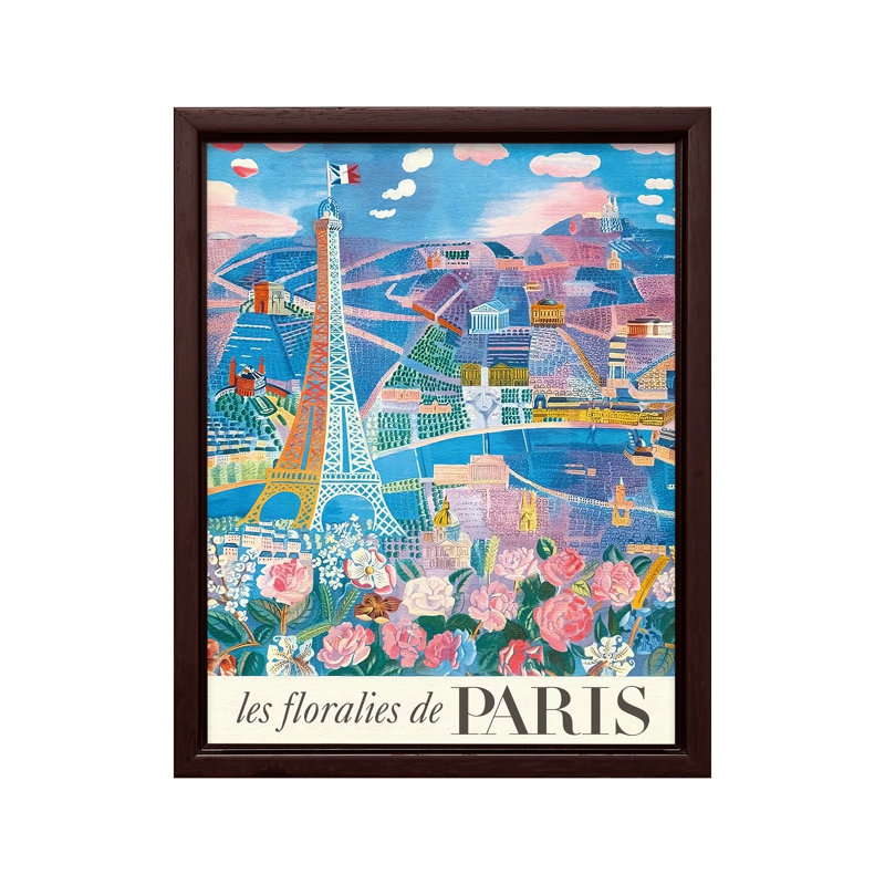Les Floralies de Paris, Canevas, Encadrement brun, H 11 po x l 14 po