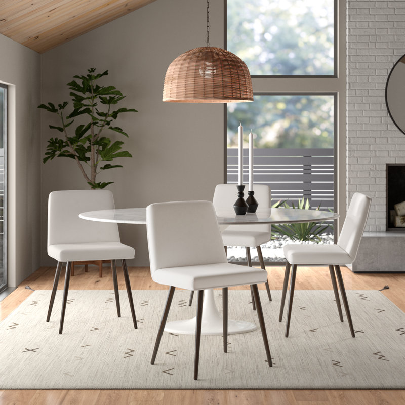 Chaise parsons rembourrée en velours gris clair Bledar