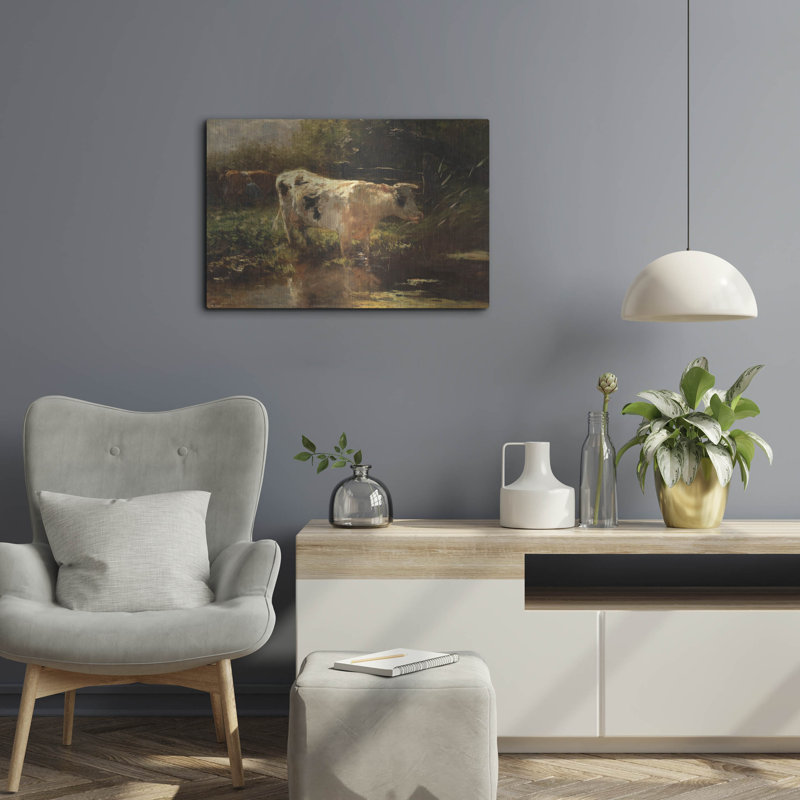 «Cow Beside A Ditch» par willem maris, H 16 po x l 24 po