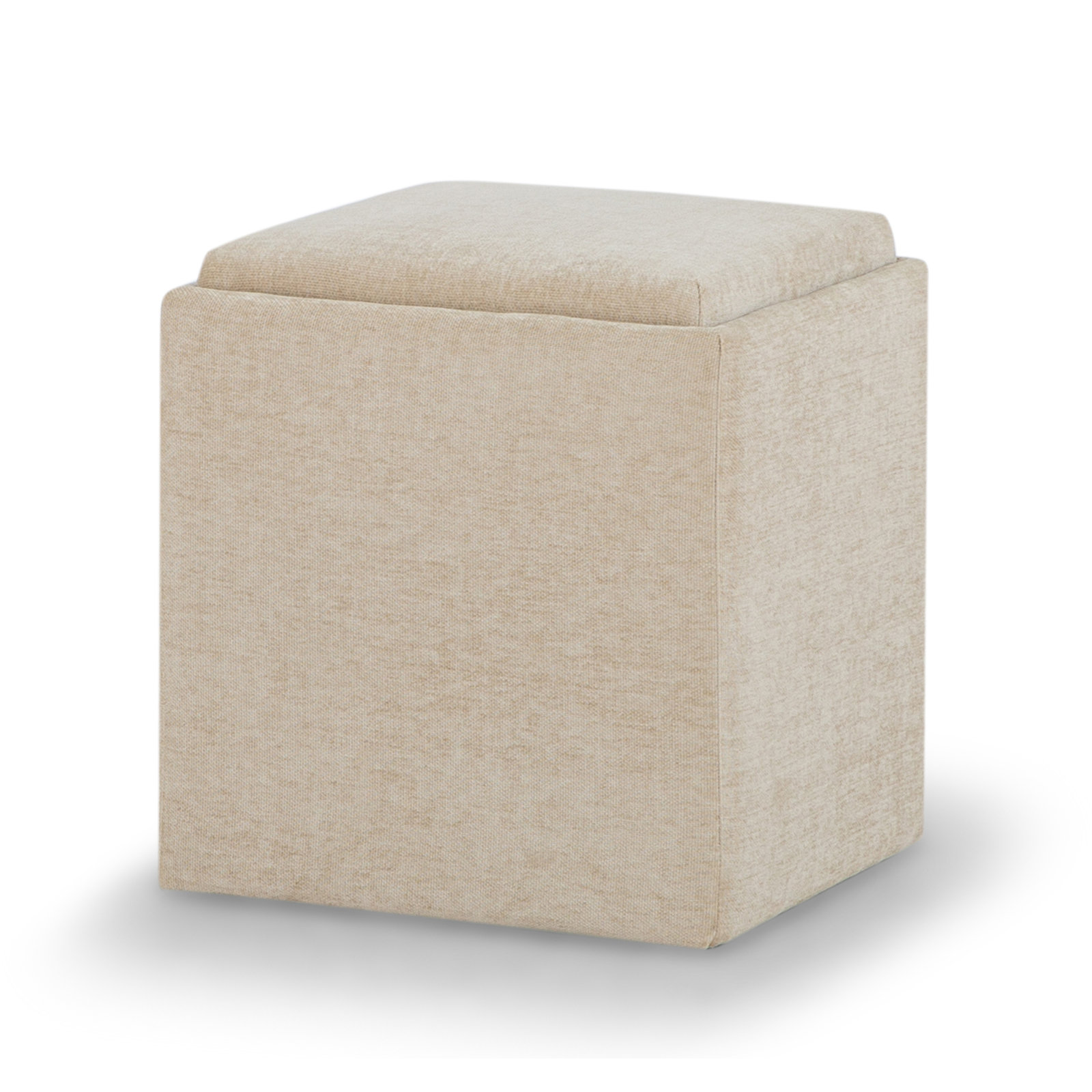 18" Storage Ottoman Cube, Honeycomb Taupe Chenille