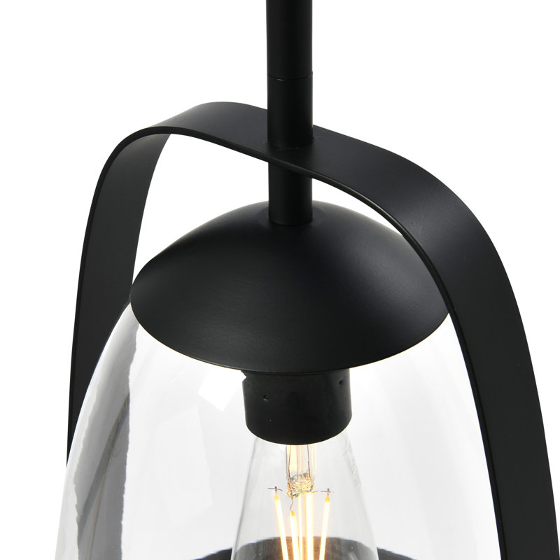 Luminaire suspendu en forme de dôme à 1 lumière Ashiya, Noir mat