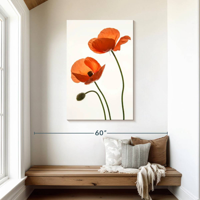 Fleurs de pavot orange Harnek, H 45 po x l 30 po
