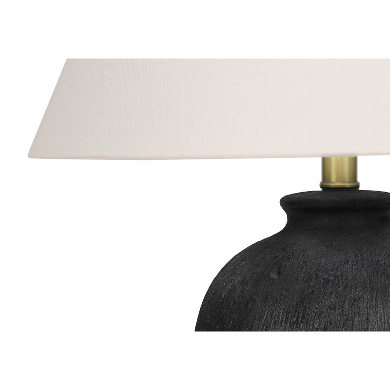 Lighting, H 24 po, lampe de table, céramique noire, abat-jour ivoire / crème, moderne