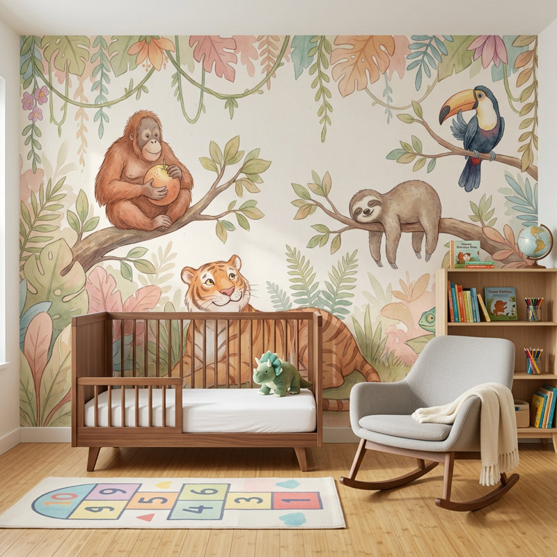Papier peint amovible de la jungle tropicale, Non tissé, 200 po x 120 po